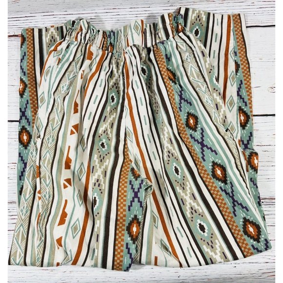 Southwest Aztec Pants Juniors High Waisted Pockets Brushed Cotton USA Vtg - Picture 13 of 16